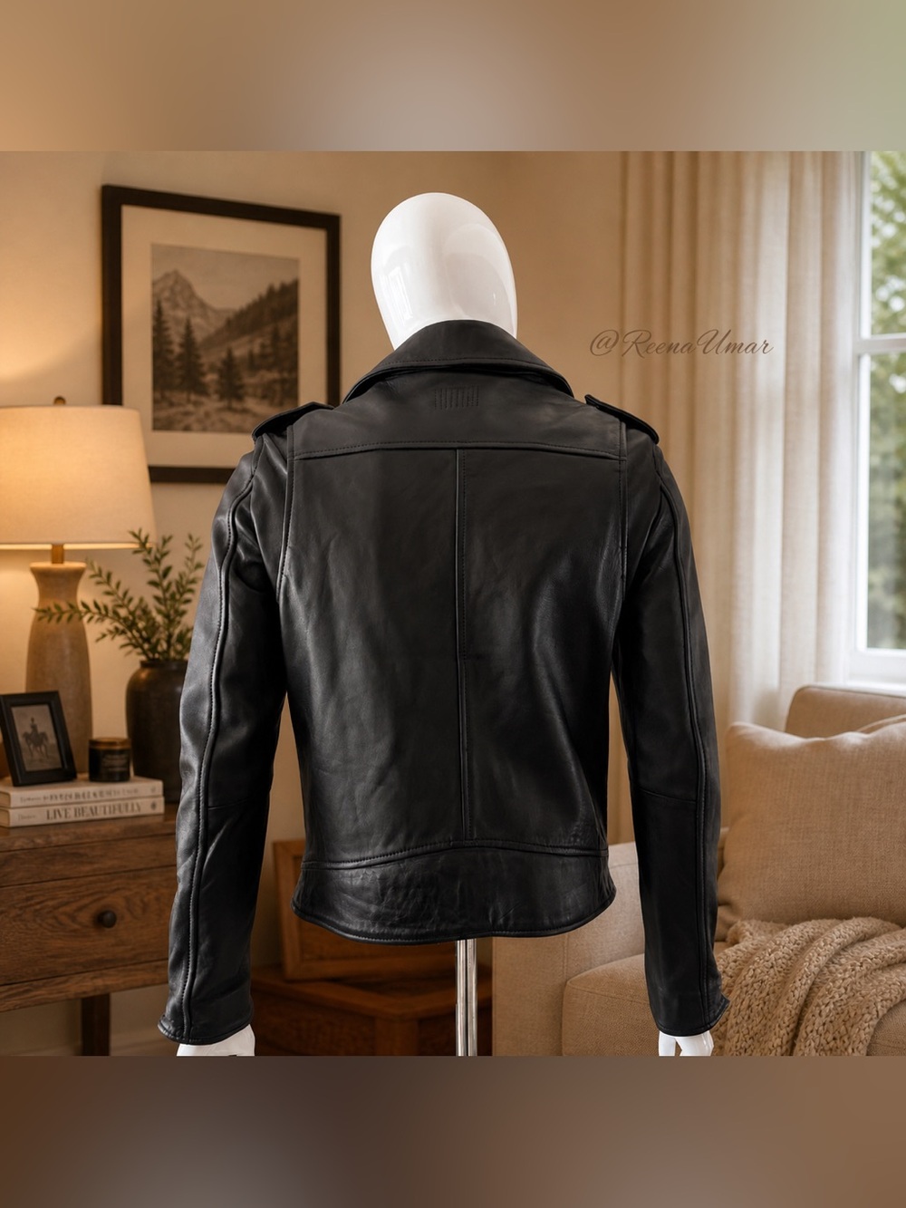 OAKWOOD “ICONIC” Authentic Lambskin Leather Biker Jacket – Men’s Size Small - Picture 6 of 17